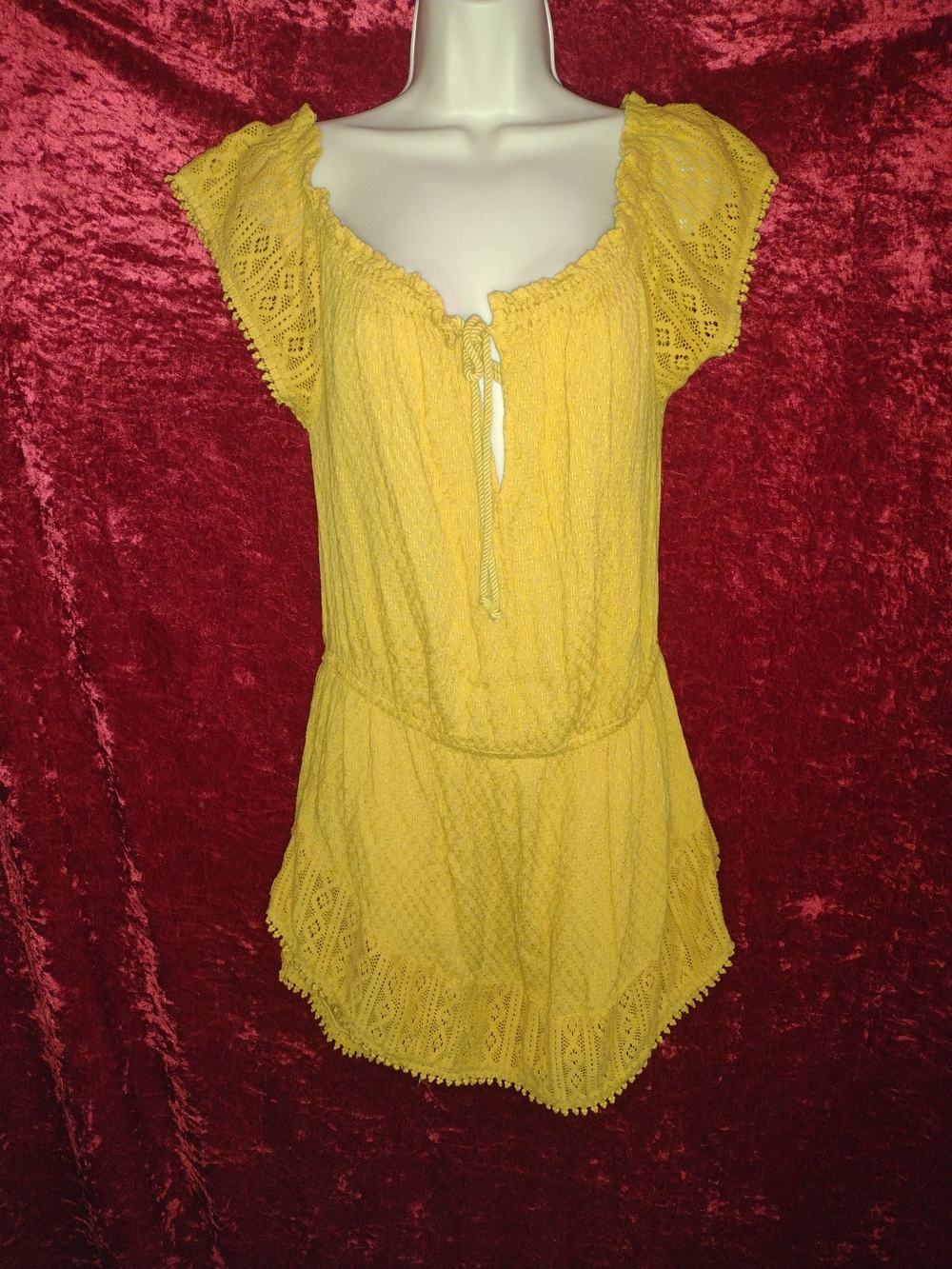 Rip Curl Yellow Smocked Textured Top